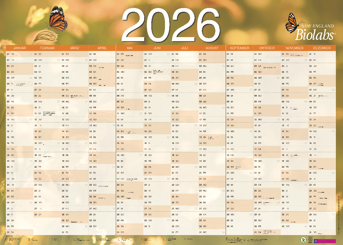 NEB calendrier mural 2026